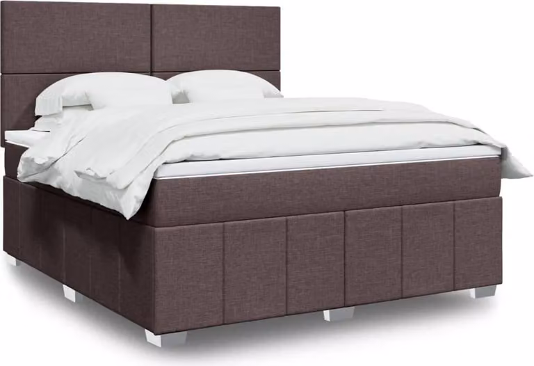 Maison Exclusive - Letto boxspring con materasso, marrone scuro, 180x200 cm, rivestimento in tessuto
