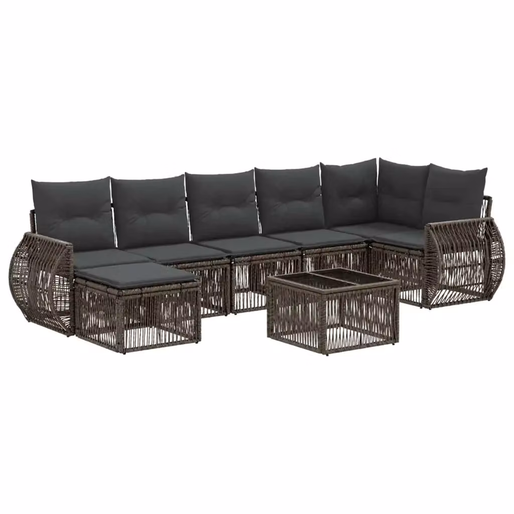 Set Divano da Giardino 8 Pezzi vidaXL in Polyrattan Grigio e Antracite con Cuscini e Tavolino – 2