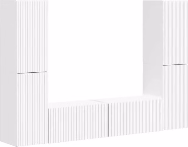 Set mobile TV 6 pz | Armadietto TV | Mobile Porta TV Bianco Legno multistrato