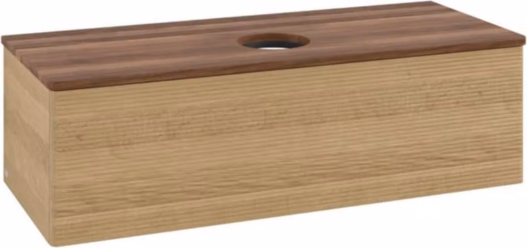 Mobiletto V&B con struttura frontale, con illuminazione Antao 120x36x50cm, WBP colore w. wal, rovere miele