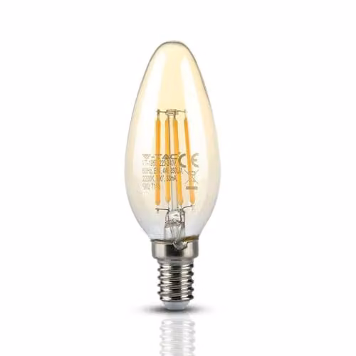 V-TAC VT-1955, Lampadina LED E14 4W Candela Filamento Ambrato 2200K