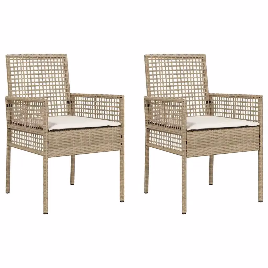 Set di 2 sedie da giardino moderne vidaXL in polyrattan beige con cuscini e braccioli – 2