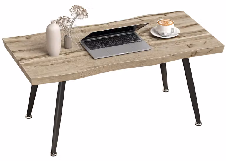Tavolino HOMCOM con gambe in acciaio e piano in rovere dello spessore di 4 cm