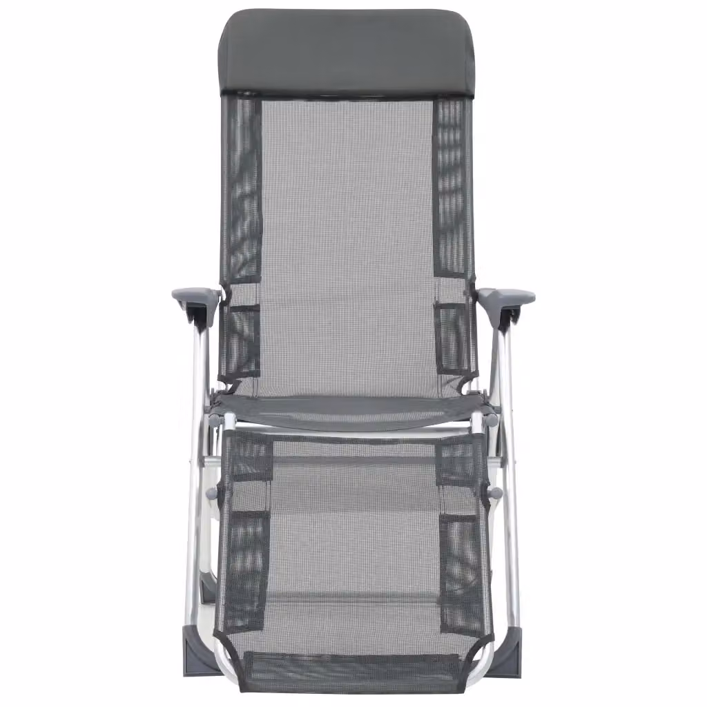 Set di 2 sedie da campeggio pieghevoli con poggiapiedi vidaXL in textilene e metallo grigio – 2
