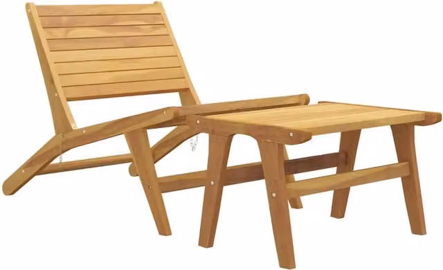 Sedia da Giardino | Sedie da Esterno con Poggiapiedi in Legno Massello di Teak