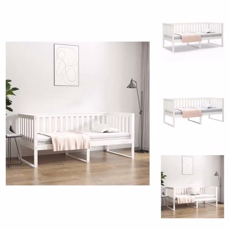vidaXL Letto da giorno bianco 90x190 cm in legno di pino massiccio - Letti e strutture letto