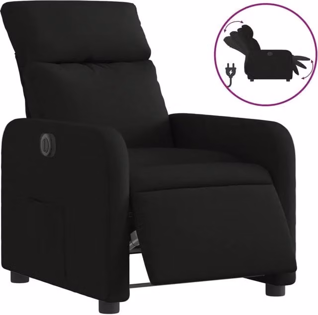 Poltrona | Sedia Relax Elettrica Reclinabile Nera in Tessuto