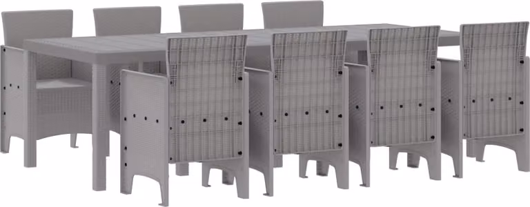 Set da Pranzo per Giardino 9 pcs Bianco Polipropilene