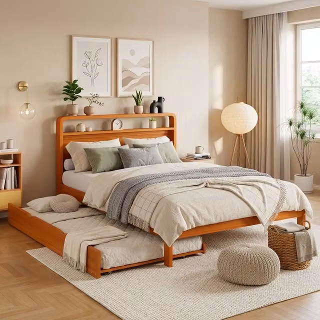 letto in legno naturale 140x200 cm