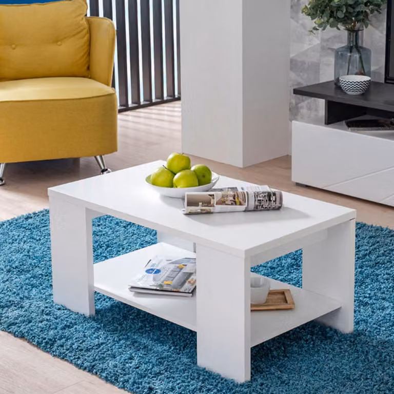 Dmora Tavolino da Salotto Piraino 91x51x42h cm Bianco, un Vano Forma Rettangolare