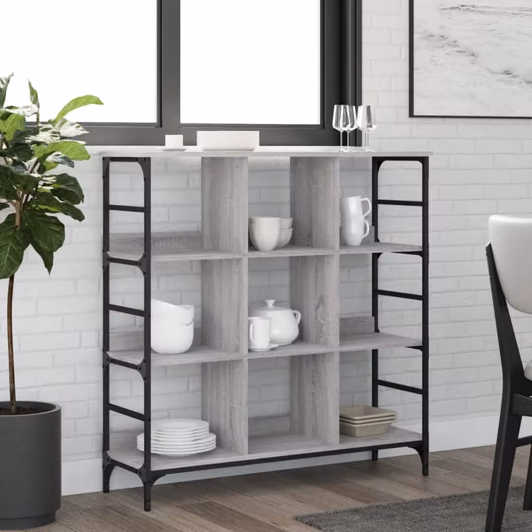 Credenza vidaXL in Legno Multistrato Grigio Sonoma L: 102 cm, P: 32 cm, H: 103,5 cm