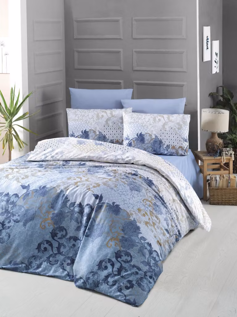 L'Essentiel Linge de Maison, Nerissa- VCT5345, blu, piumino, 100% cotone sateen