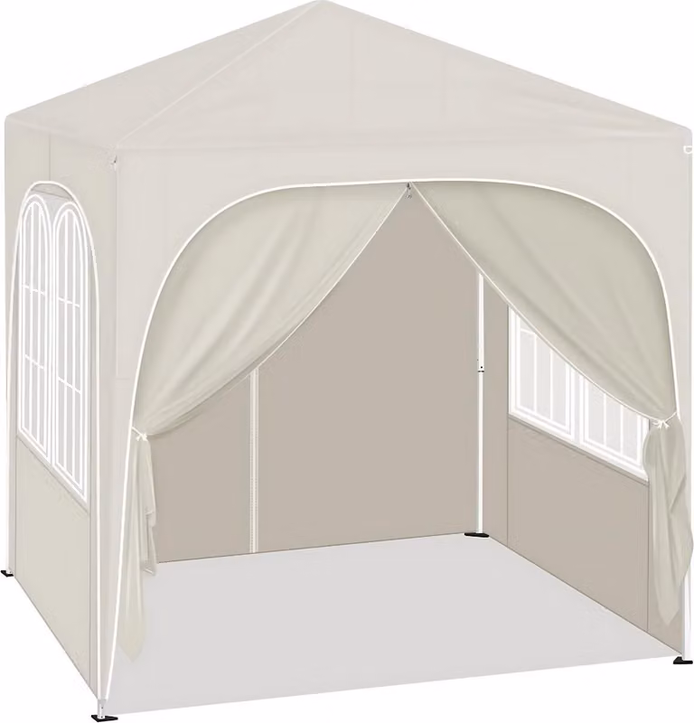 Gazebo da giardino pieghevole 2x2 m - Con pareti laterali - Regolabile in altezza - Gazebo pop-up - Impermeabile e protetto dai raggi UV - Beige/bianco - Per giardino e uso esterno