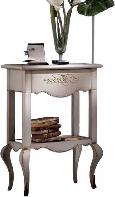 Porta telefono 1 cassetto legno bianco shabby 55x35x81 - Mobili 2G