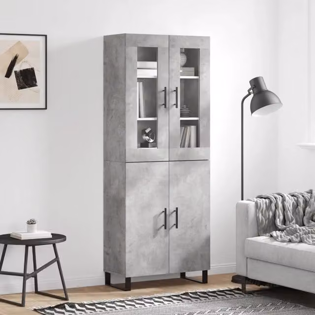 Credenza Grigio Cemento 69,5x34x180 cm in Legno Multistrato 3198237