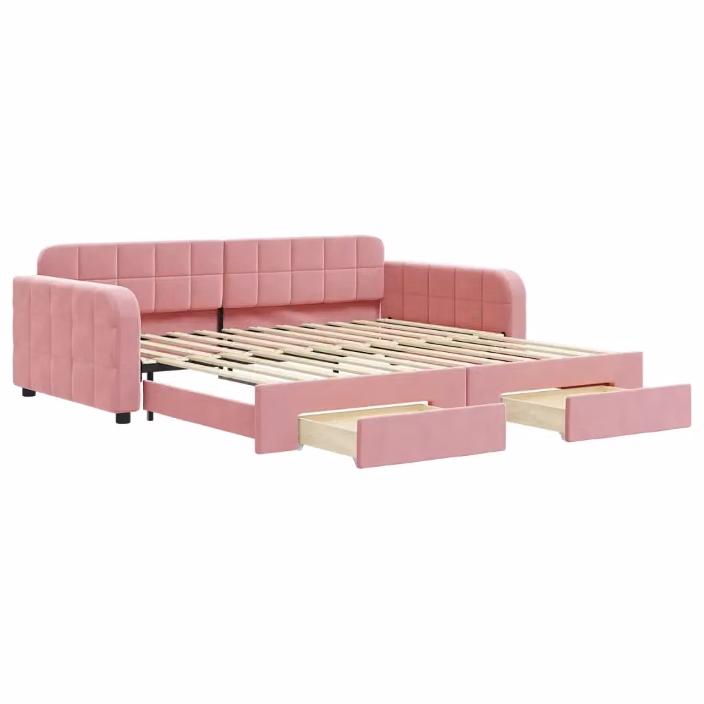 Divano Letto Moderno vidaXL in Velluto Rosa per Soggiorno e Camera da Letto – 2