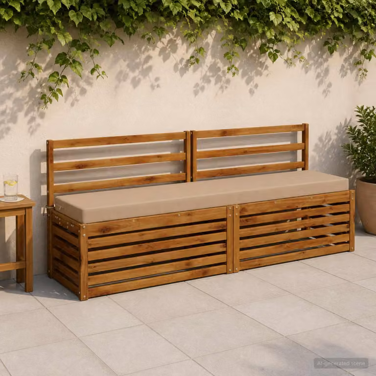 Set di 2 cuscini per panchina vidaXL SOEST in poliestere, colore sabbia e grigio, forma rettangolare, L 180 x P 40 x H 40 cm
