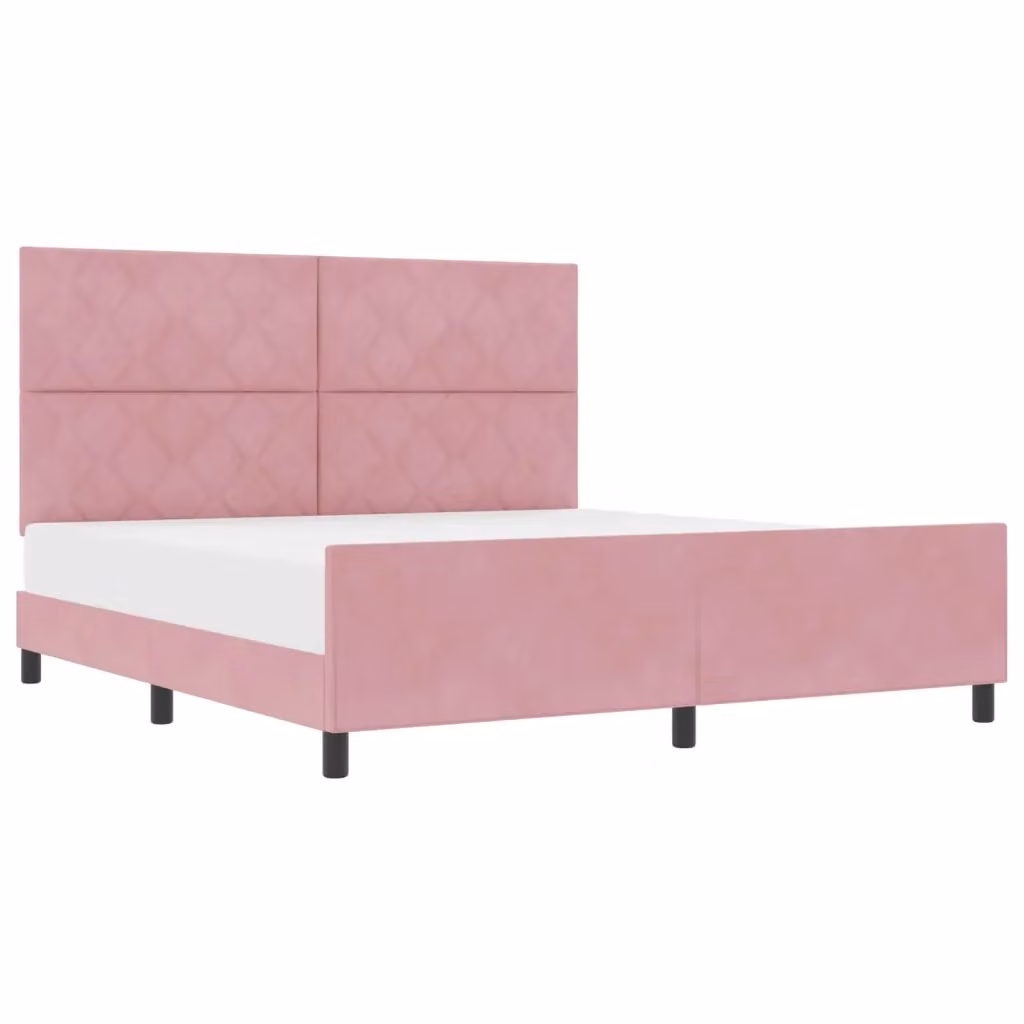 Letto a molle moderno vidaXL con testiera in velluto rosa, L/P/H: 180 x 200 x 207 cm – 2