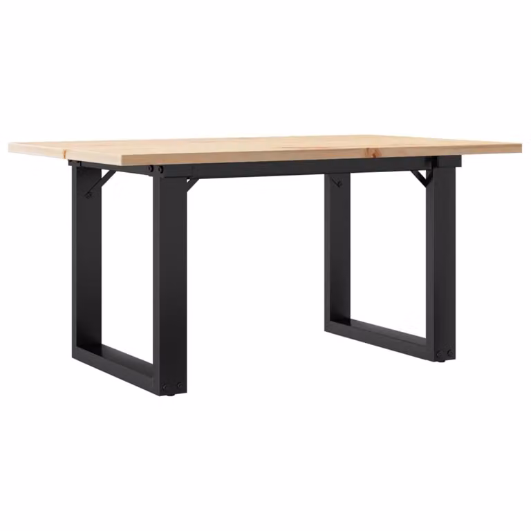 Tavolino da Salotto Telaio a O 80x50x40cm Legno Pino e Acciaio