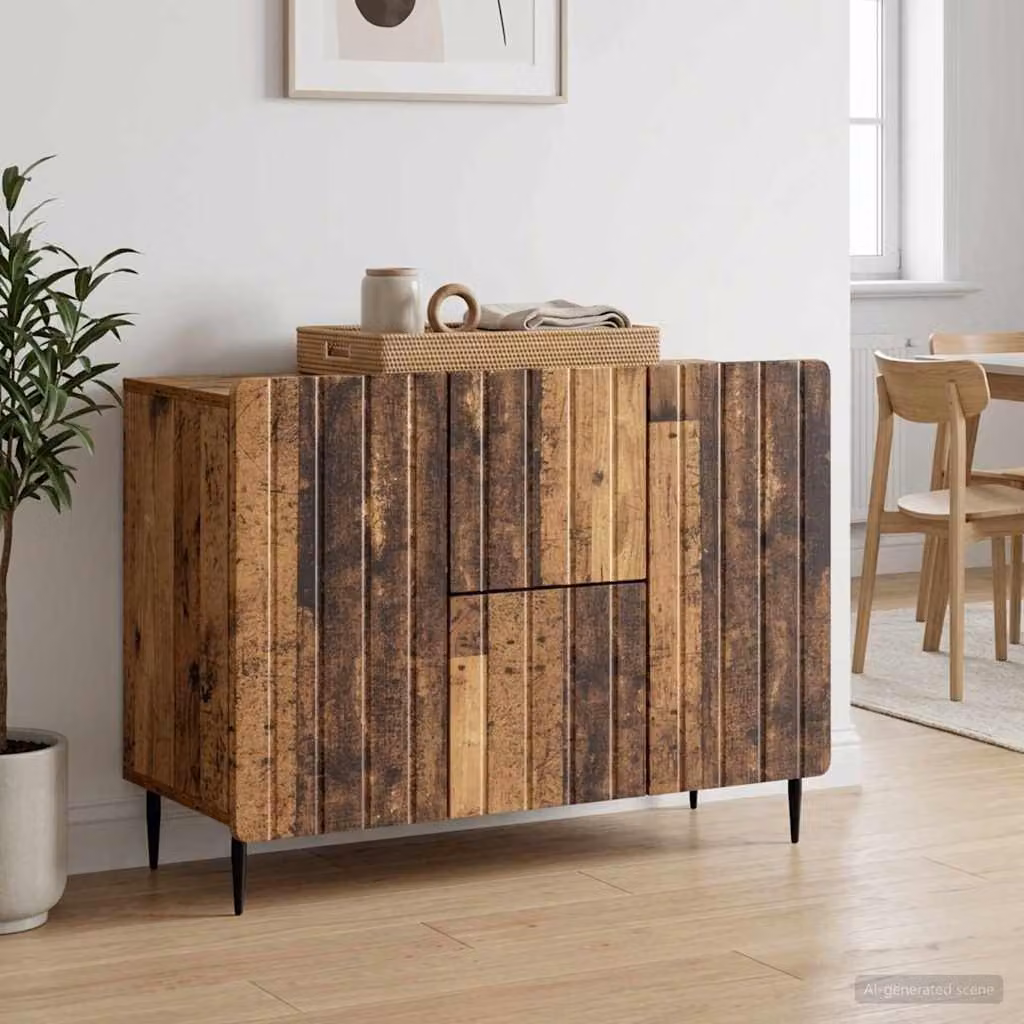 Credenza moderna vidaXL in legno ingegnerizzato e metallo, colore marrone, L 89 x P 34,5 x H 62 cm