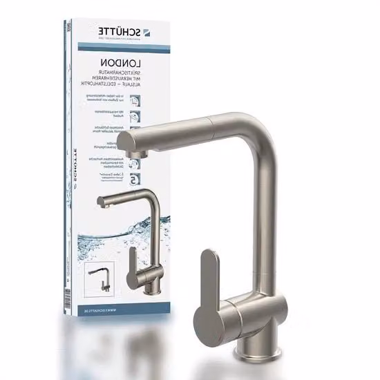 Cranio da cucina con bocchetta da stoviglie estensibile - 360 gradi di rotazione - Acciaio inossidabile - 298 cm Cranio