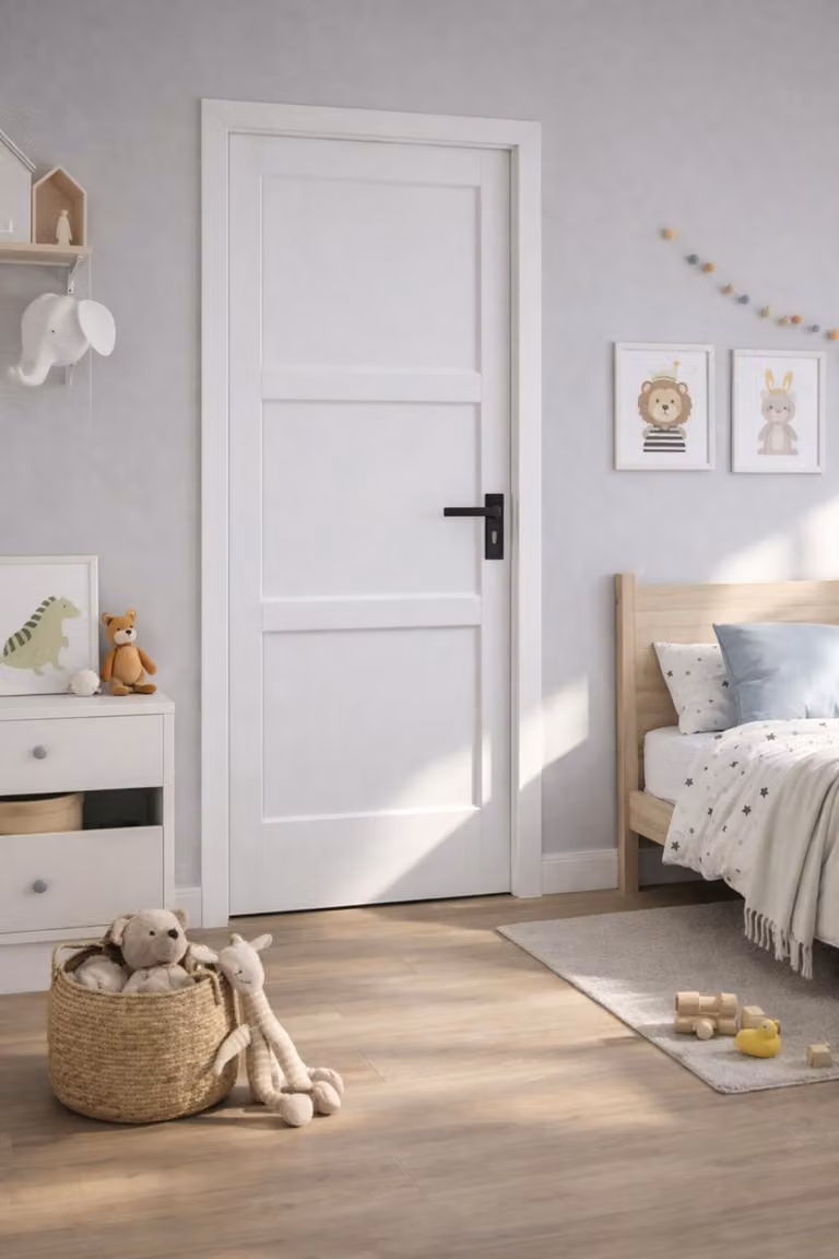 Bloc Porta Korya Bianco 3 Pannelli H204 x L73 cm Cornice Tavola P.sinistra, maniglia GD MENUISERIES