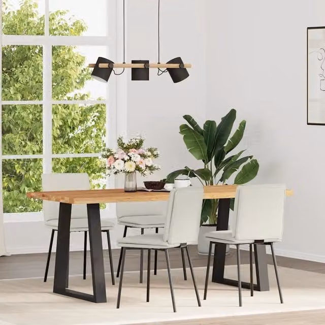 Set di 4 sedie da pranzo moderne vidaXL in velluto beige con struttura in metallo e legno