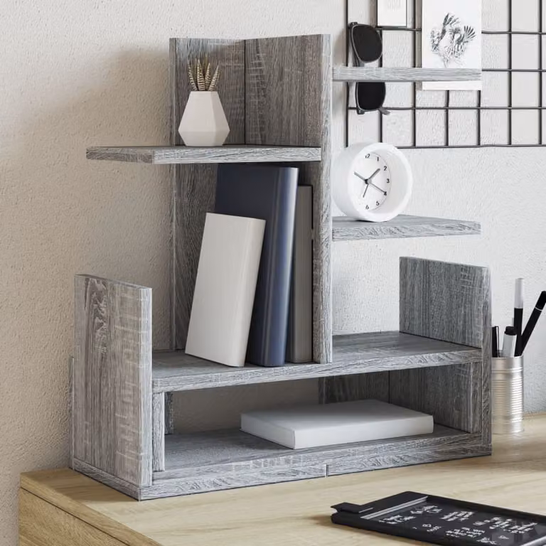 Organizer Scrivania vidaXL Grigio Sonoma in Legno e MDF, L/P/H: 49 x 20 x 52,5 cm