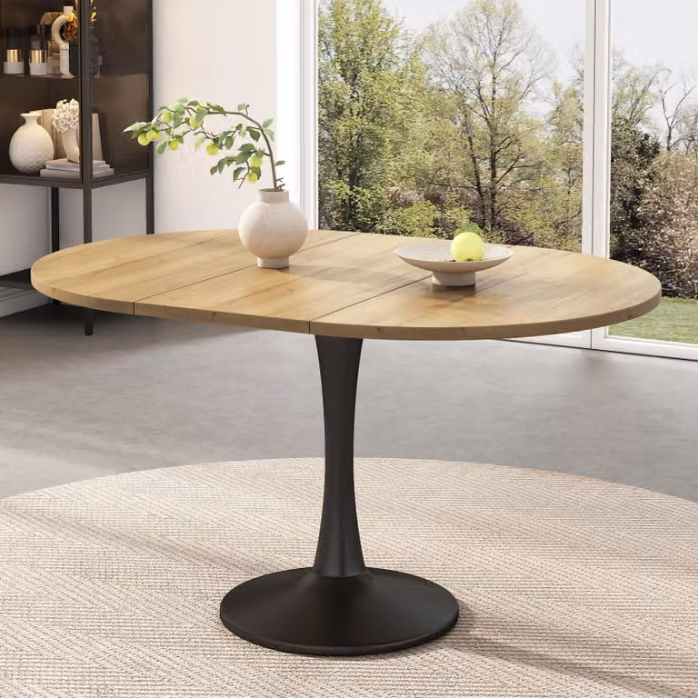 Tavolo allungabile, tavolo da pranzo, tavolo da cucina, tavolo ovale, scrivania, tavolino da salotto, dimensioni 100-140x100x75 cm, colore noce