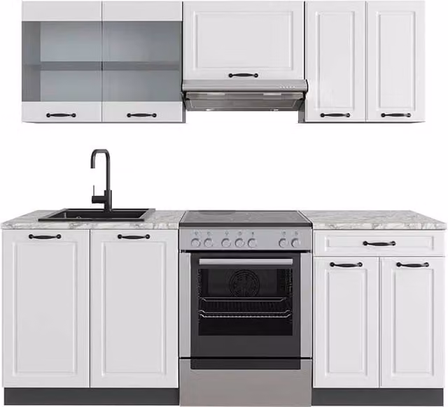 Cucina componibile R-Line Vicco Bianco rustico e Antracite, L: 200 cm – 1