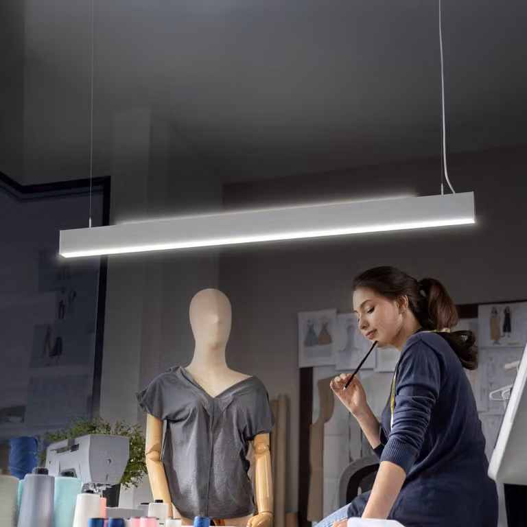 OSRAM Lampada LED a sospensione Office line Cuboid bianca 4.000 K dimmerabile Cuboid,, Bianco / Opale, Studio / Ufficio, Alluminio, Moderno