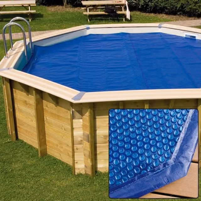 Copertura Isotermica a Bolle Ubbink Solar Film Blu per Piscina in Legno Ottagonale Allungata L: 8,10 m x P: 4,20 m