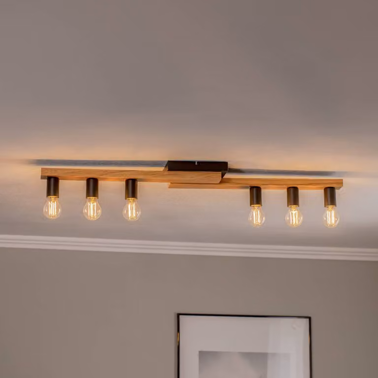 Plafoniera soffitto Laurent Lamkur, dimmerabile, Legno chiaro, Soggiorno / Sala da pranzo, Legno, Moderno, Plafoniera