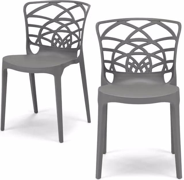 Set di 2 sedie impilabili ARMONIA Redokasa in polipropilene resistente ai raggi UV, design moderno, colore Cemento