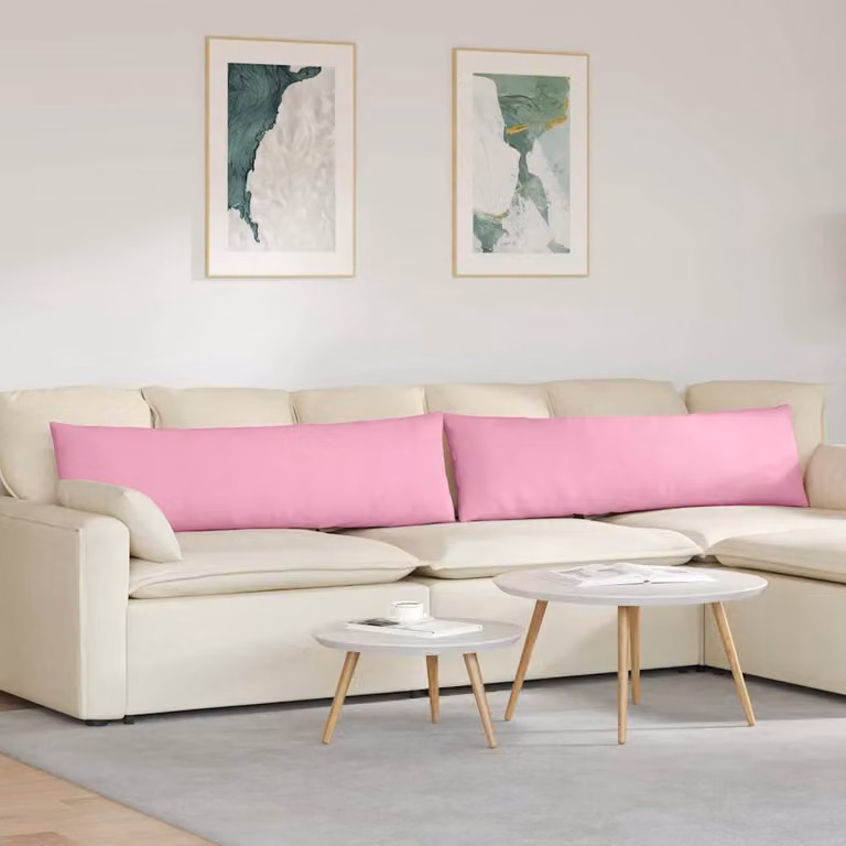 Set di 2 cuscini da divano vidaXL in tessuto rosa con fodera rimovibile, L 145 cm x P 40 cm x H 40 cm