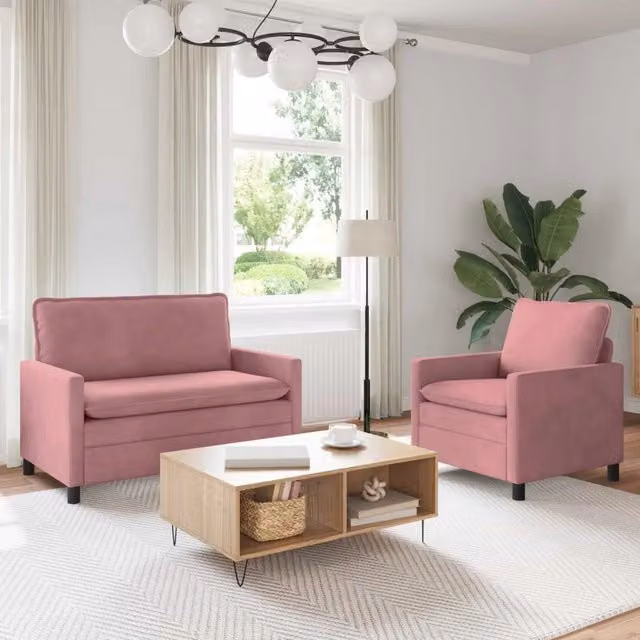 Set di divani 2 pz Rosa Velluto 3417028