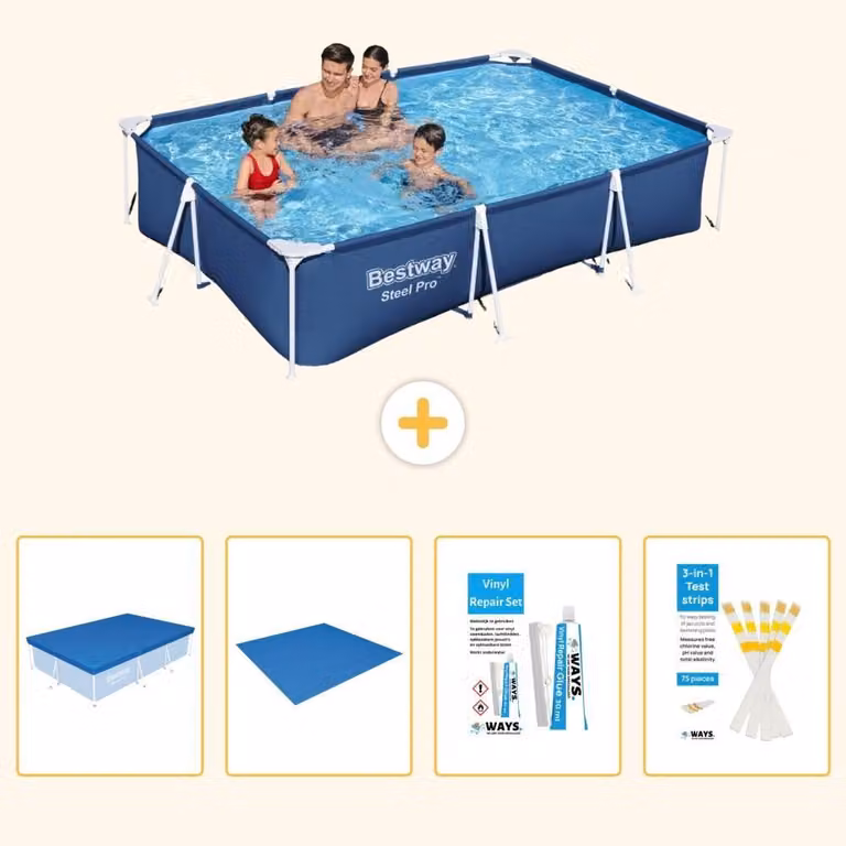 Bestway Steel Pro, piscina rettangolare - 300x201x66 cm - composta da 5 parti - modello S22715