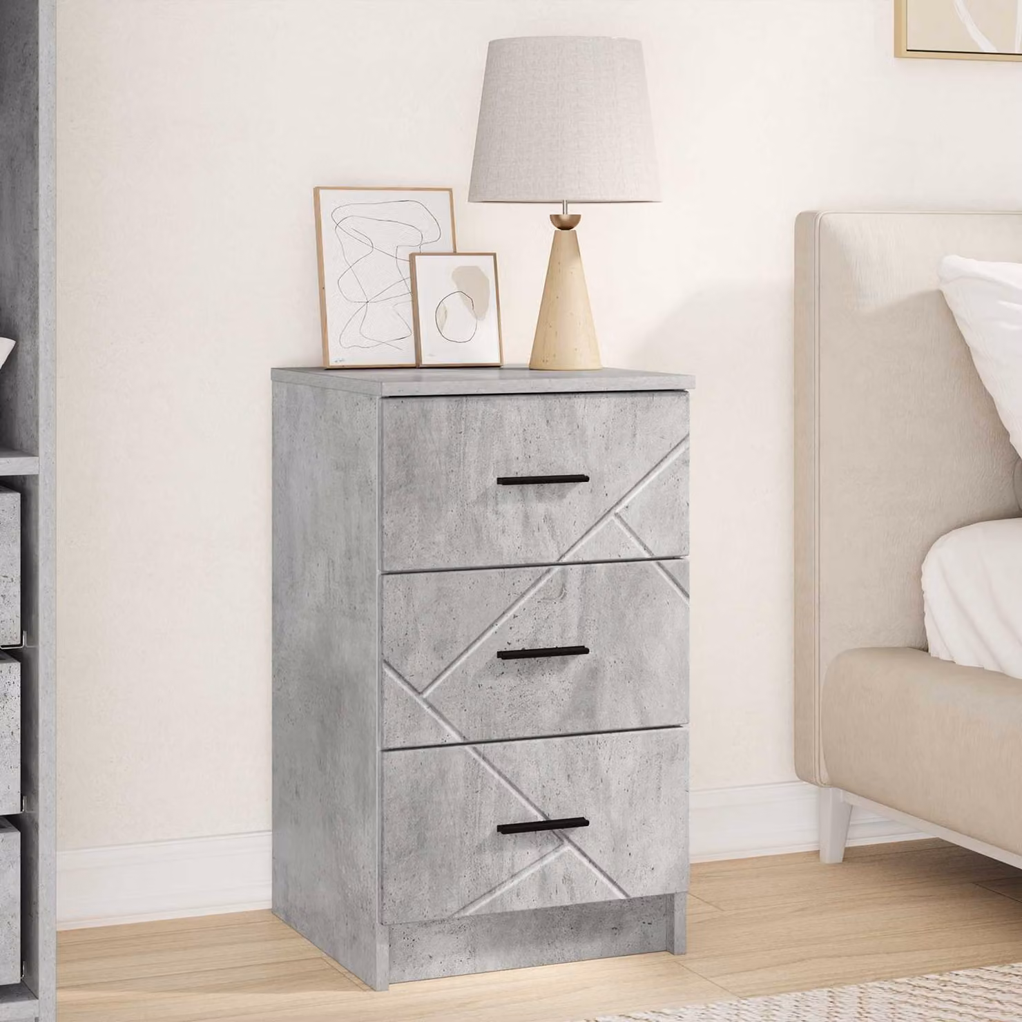 Armadio da notte moderno vidaXL in MDF grigio cemento L/P/H: 38 x 38 x 66 cm