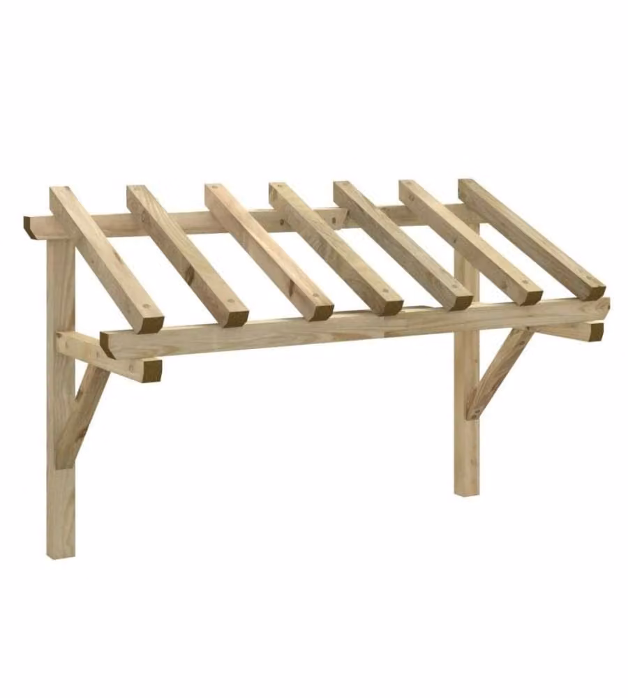 Tettoia per porta d'ingresso vidaXL in legno di pino marrone stile rustico L: 200 cm, P: 100 cm