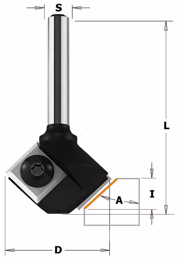 IGM | Fresa angolare a lama HW 45° Ø29x8 / gambo Ø8 mm