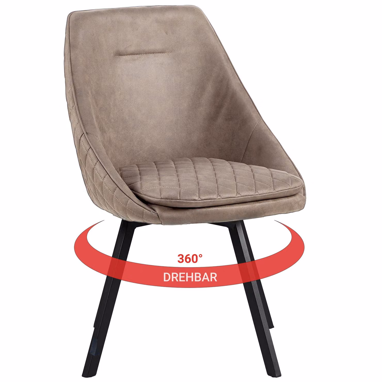 Sedia da pranzo Sedia girevole Sedia da sala da pranzo Sedie di design Rivestimento in Finto cuoio in look antico Sedia da cucina , Colore:Taupe;Quantità:1 pz.