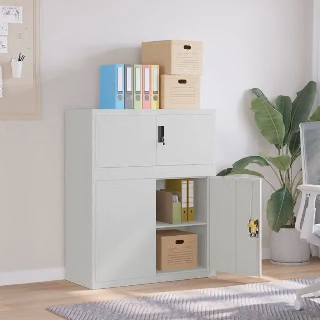 Armadio Classificatore Grigio Chiaro 90x40x110 cm in Acciaio 3188316
