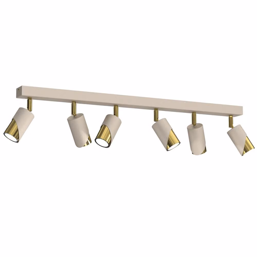 Lampada da soffitto Shift, color crema-oro lucido, 6xGU10x15W, metallo, dimensioni: 17x90x5,5 cm, IP20, Luminex