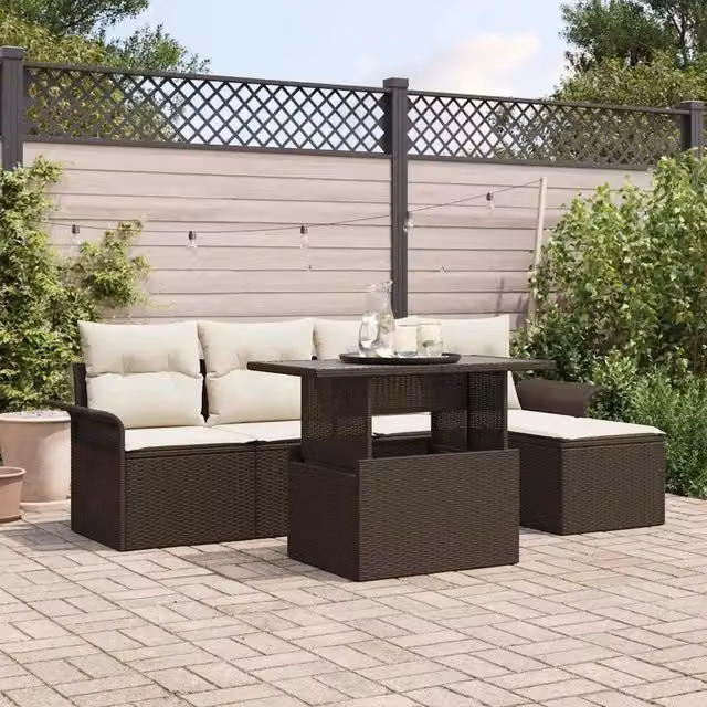 Set Divano da Giardino 6 pz Marrone polyrattan 3348264
