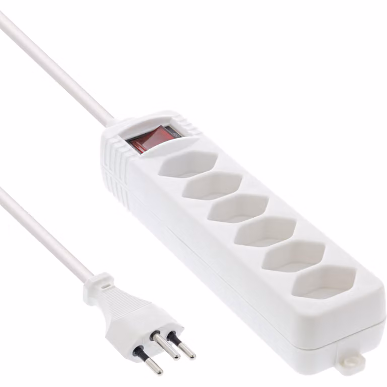 InLine® 16451X Striscia di prese InLine® SVIZZERA, 6 vie, con interruttore, 1,5 m, bianco