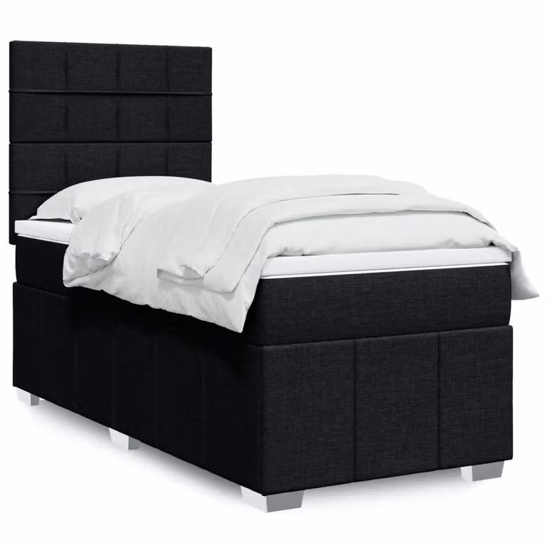 vidaXL Giroletto a Molle con Materasso Ibrido in Tessuto Nero L/P/H: 100 x 200 cm