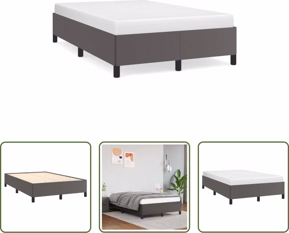 The Living Store Struttura letto grigia 120x190 cm in ecopelle