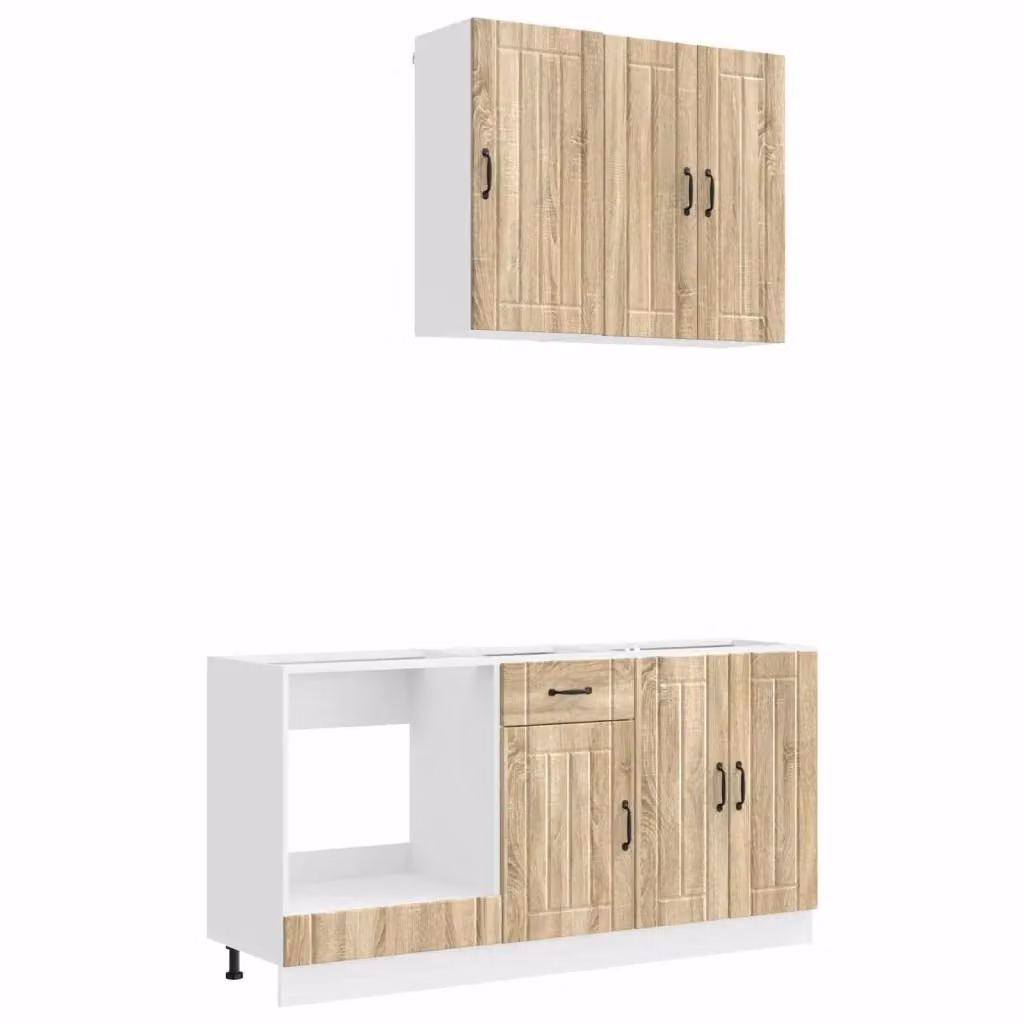 Unità cucina moderna vidaXL in legno color rovere marrone con ante a battente e cassetti L/P/H: 87.0 x 60.0 x 46.0 cm – 2