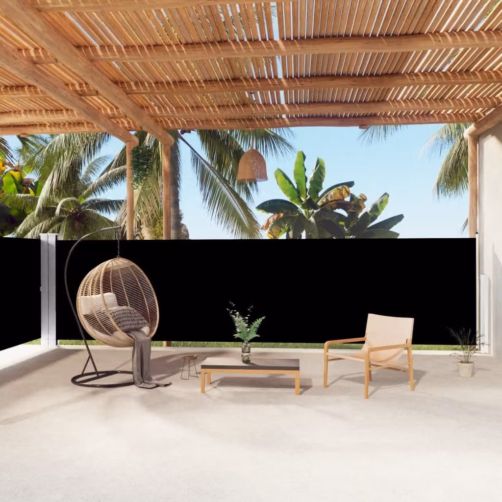 The Living Store Tenda laterale estensibile nera 160x1000 cm