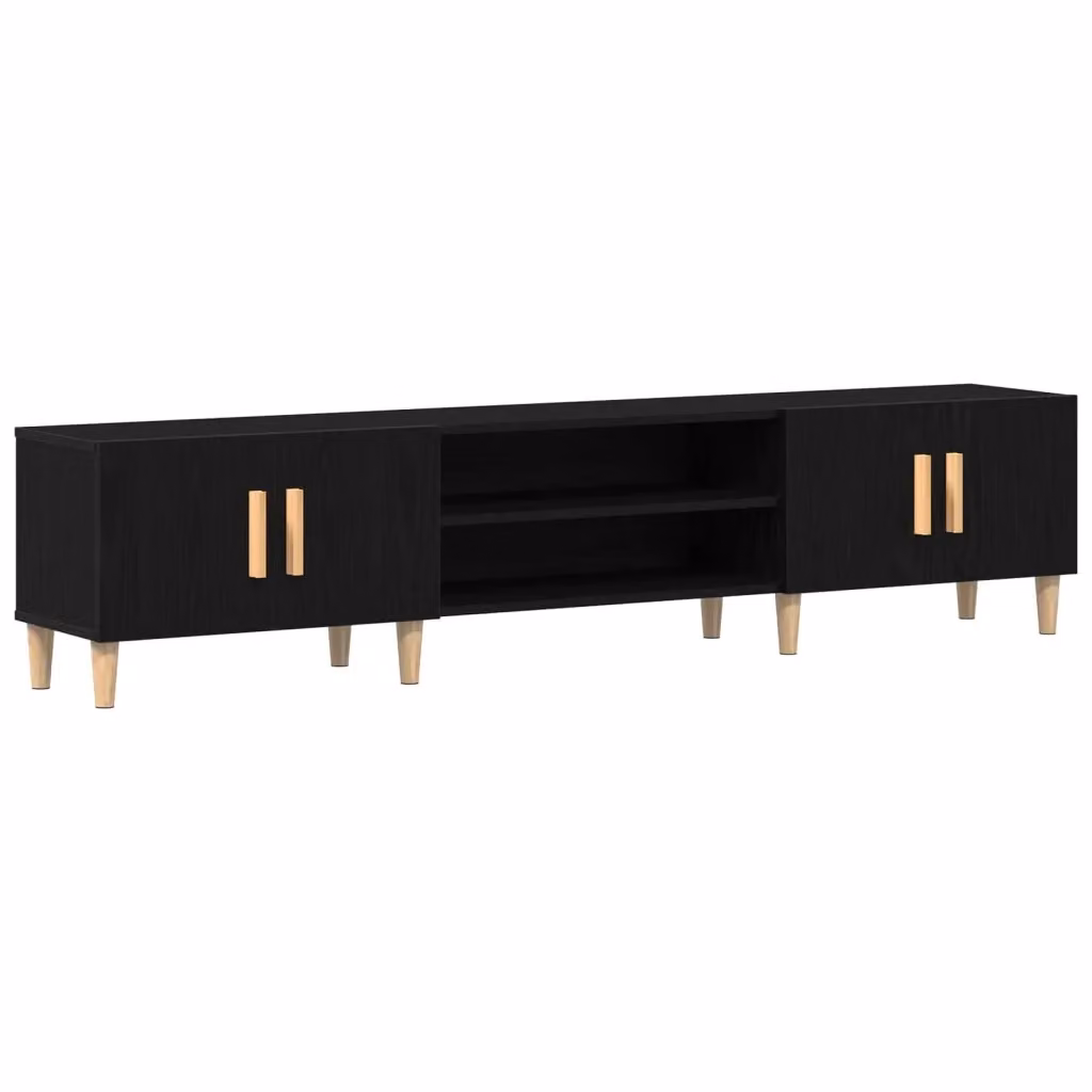 Mobile TV moderno vidaXL in legno ingegnerizzato color rovere e nero, L 180 x P 31,5 x H 40 cm – 2
